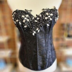 Hand beaded black corset